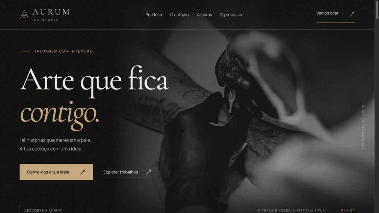 Preview of the Aurum Ink Studio website
