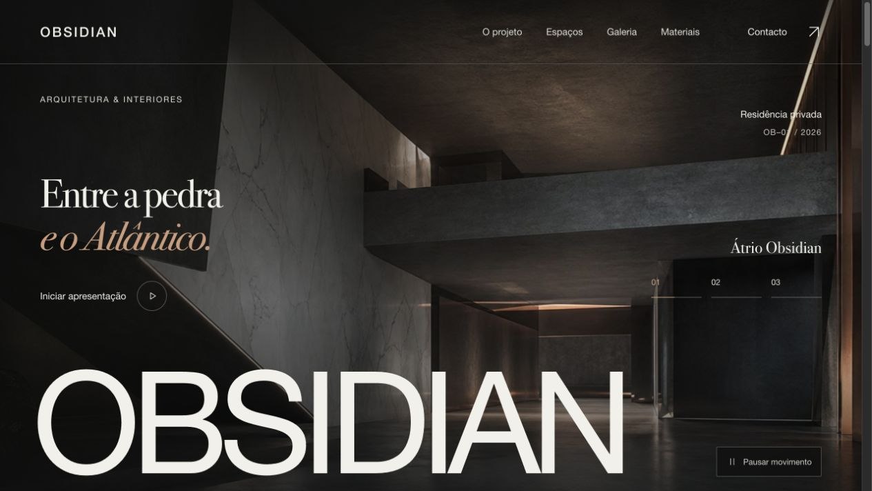 Obsidian architecture and interiors homepage